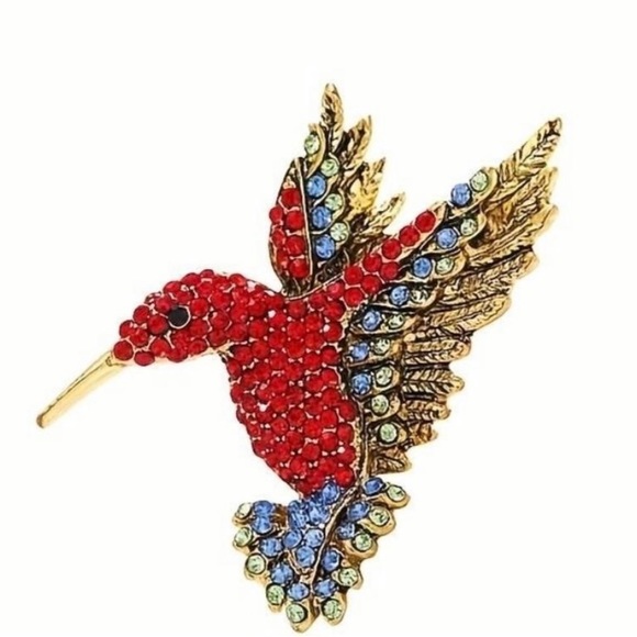 NWT Rhinestone Crystal Hummingbird Brooch Pin - Picture 2 of 7
